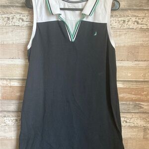 Nautica Black and White Sleeveless Polo Dress